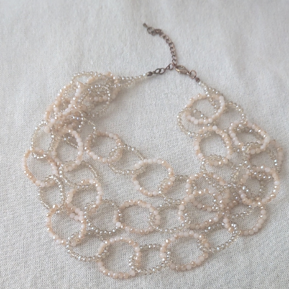 Bloomingdale's Layered Necklace in Cream and Shimmering Beads Like New